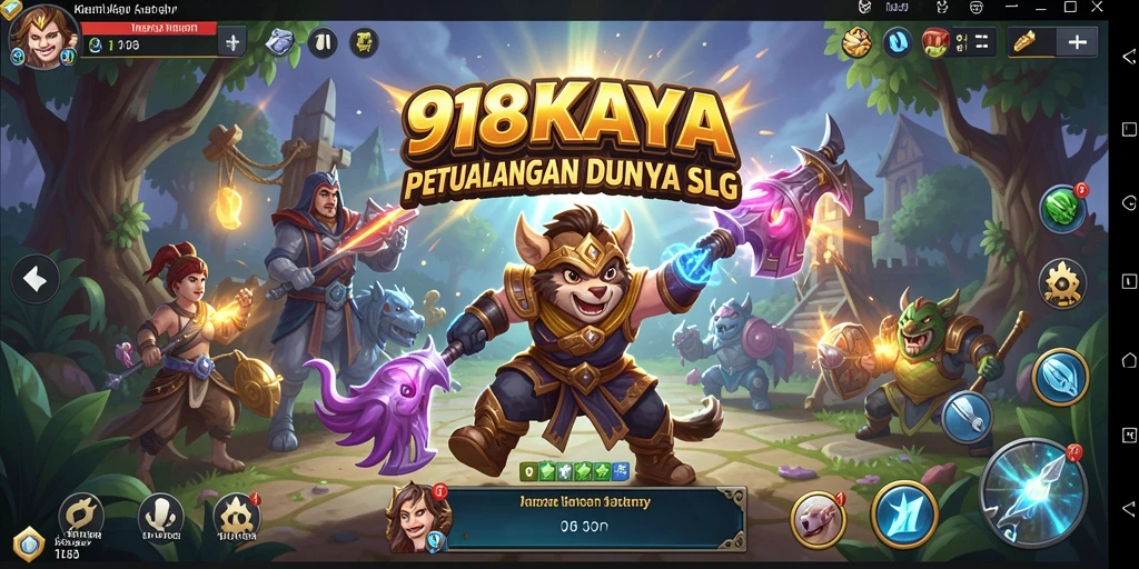 Screenshot utama 918KAYA menunjukkan aksi pertempuran yang mendebarkan dalam game SLG.