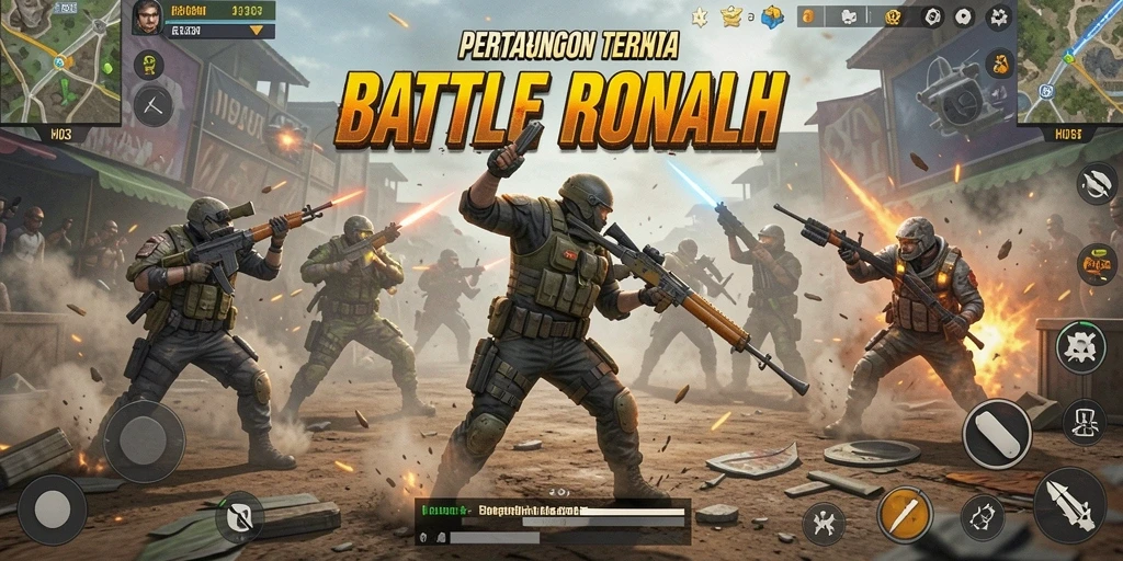 Screenshot H03 menampilkan serunya gameplay Battle Royale dalam pertempuran sengit.