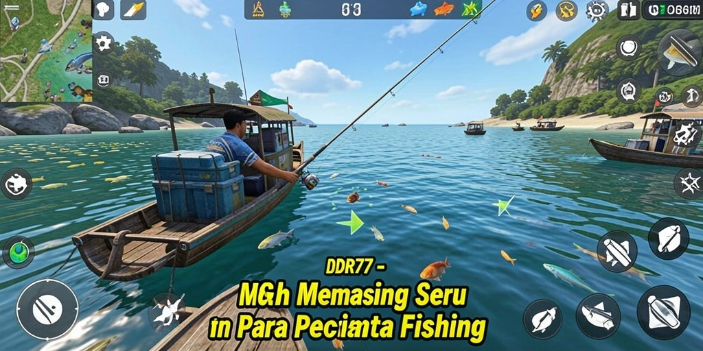 Tampilan gameplay seru dalam game memancing IDR77 yang menampilkan suasana tenang.