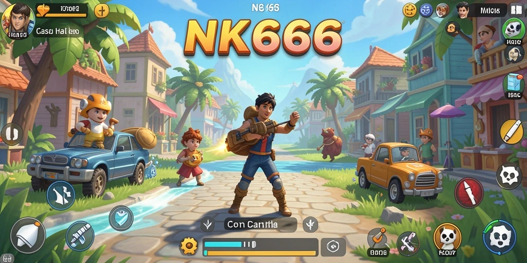Tampilan gameplay NK666 yang menarik dengan desain level berwarna-warni.