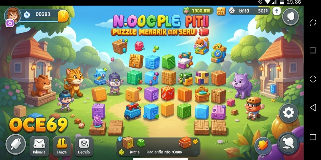Screenshot utama OCE69 menampilkan gameplay Puzzle yang seru.
