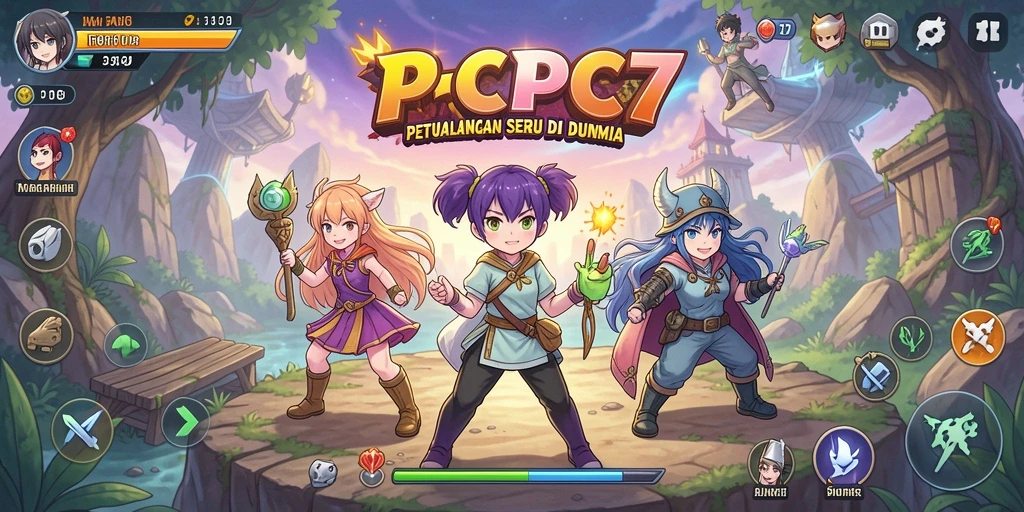 Screenshot menunjukkan karakter Anime dalam pertempuran epik di <strong>PCPC7</strong>.