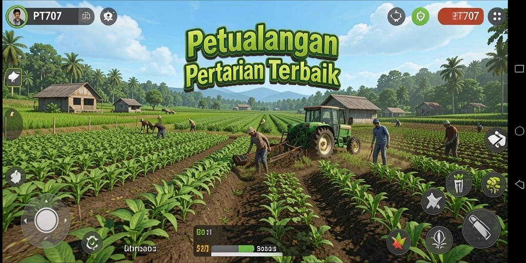 Screenshot menarik dari gameplay mempertanian di PT707.