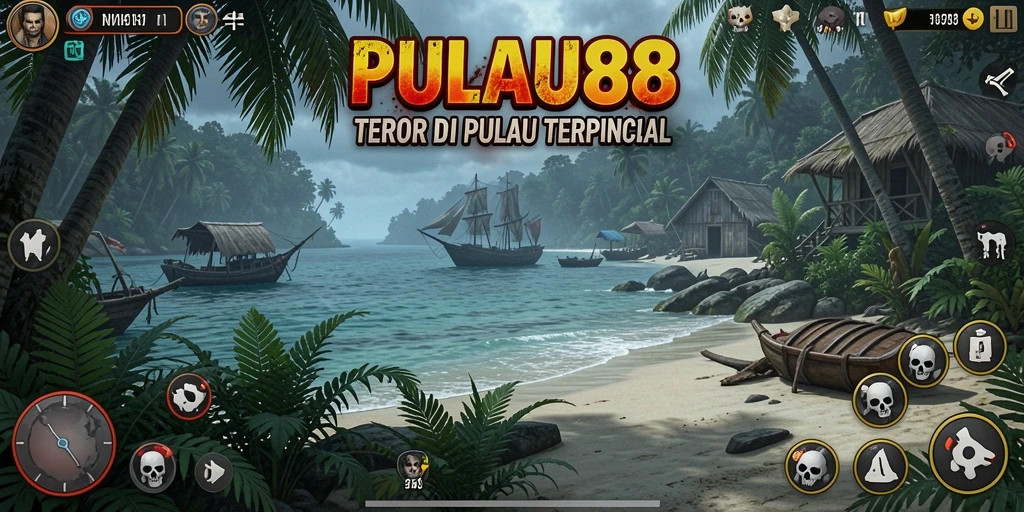 Tampilan gameplay menyeramkan di PULAU88 yang menegangkan.