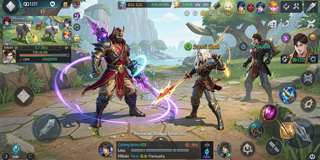 Tampilan gameplay menarik dalam <strong>QQ1221</strong>, penuh strategi dan pertempuran.