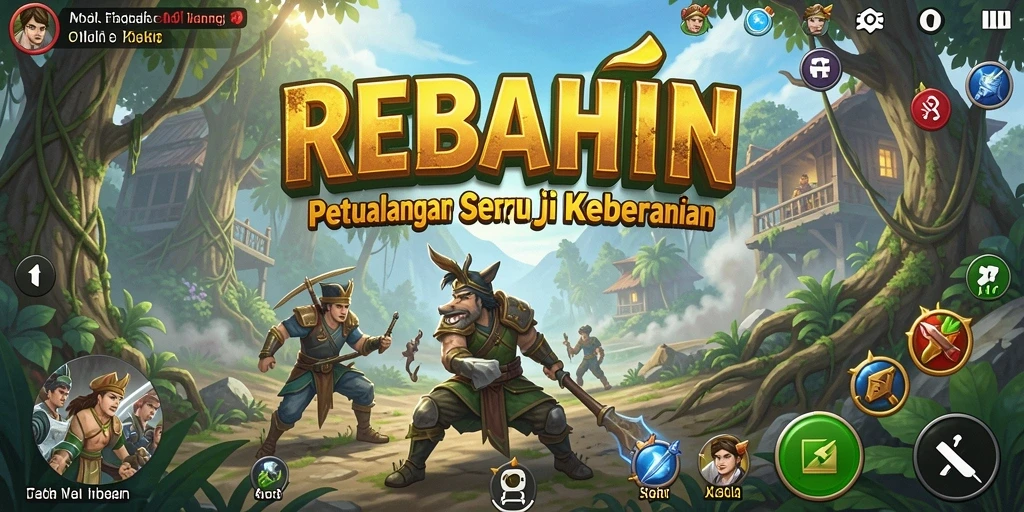 Tampilan dinamis gameplay petualangan REBAHIN yang menarik.