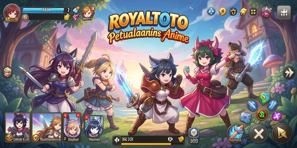 Tampilan gameplay seru dalam dunia anime yang penuh warna.