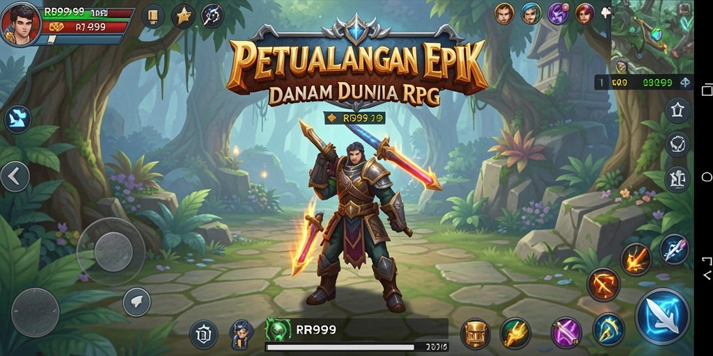 Tampilan gameplay mendalam di dunia fantasi RR999.