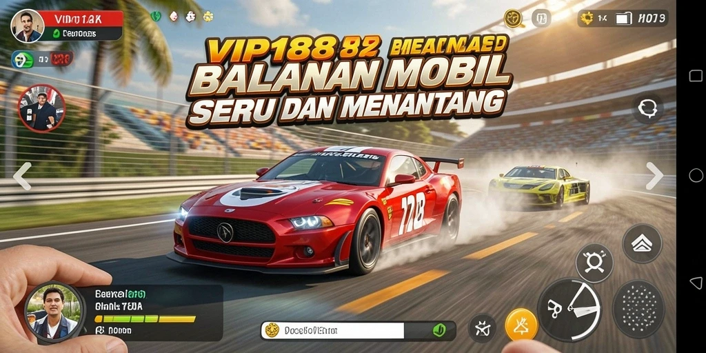 Tampilan gameplay seru dengan mobil balap mendebarkan