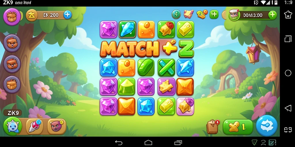 Tampilan gameplay ZK9 Match-3 yang menarik dan penuh warna.